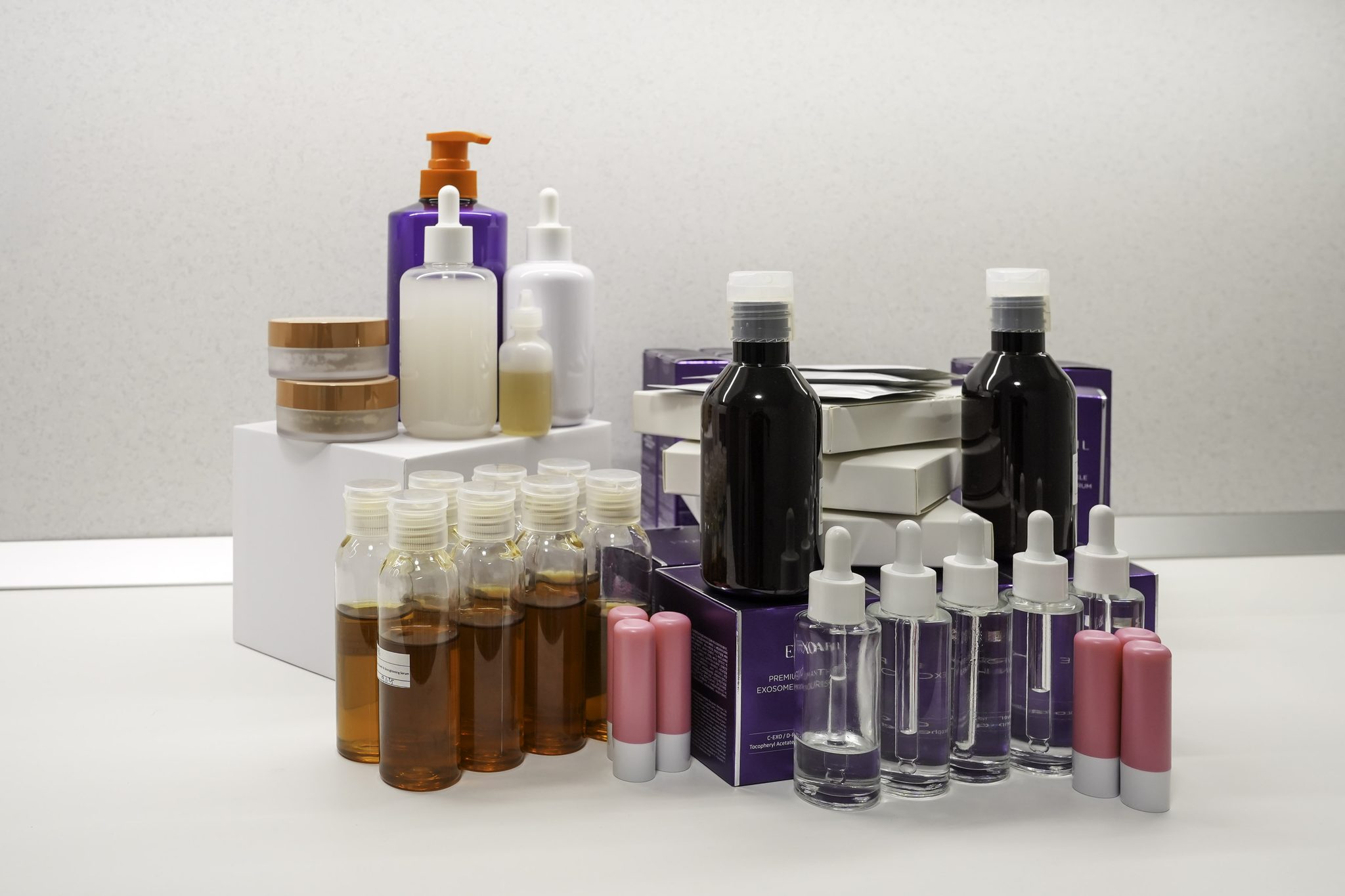 Für Wirksamkeitstests vorbereitete kosmetische Produkte