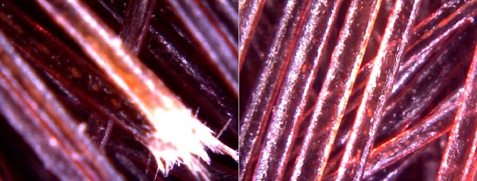Immagini alla microcamera delle doppie punte, esempio 3